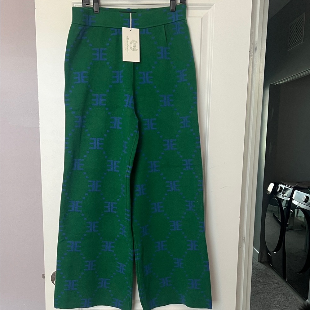 EllandEmm Green and Blue Patterned Track Pants